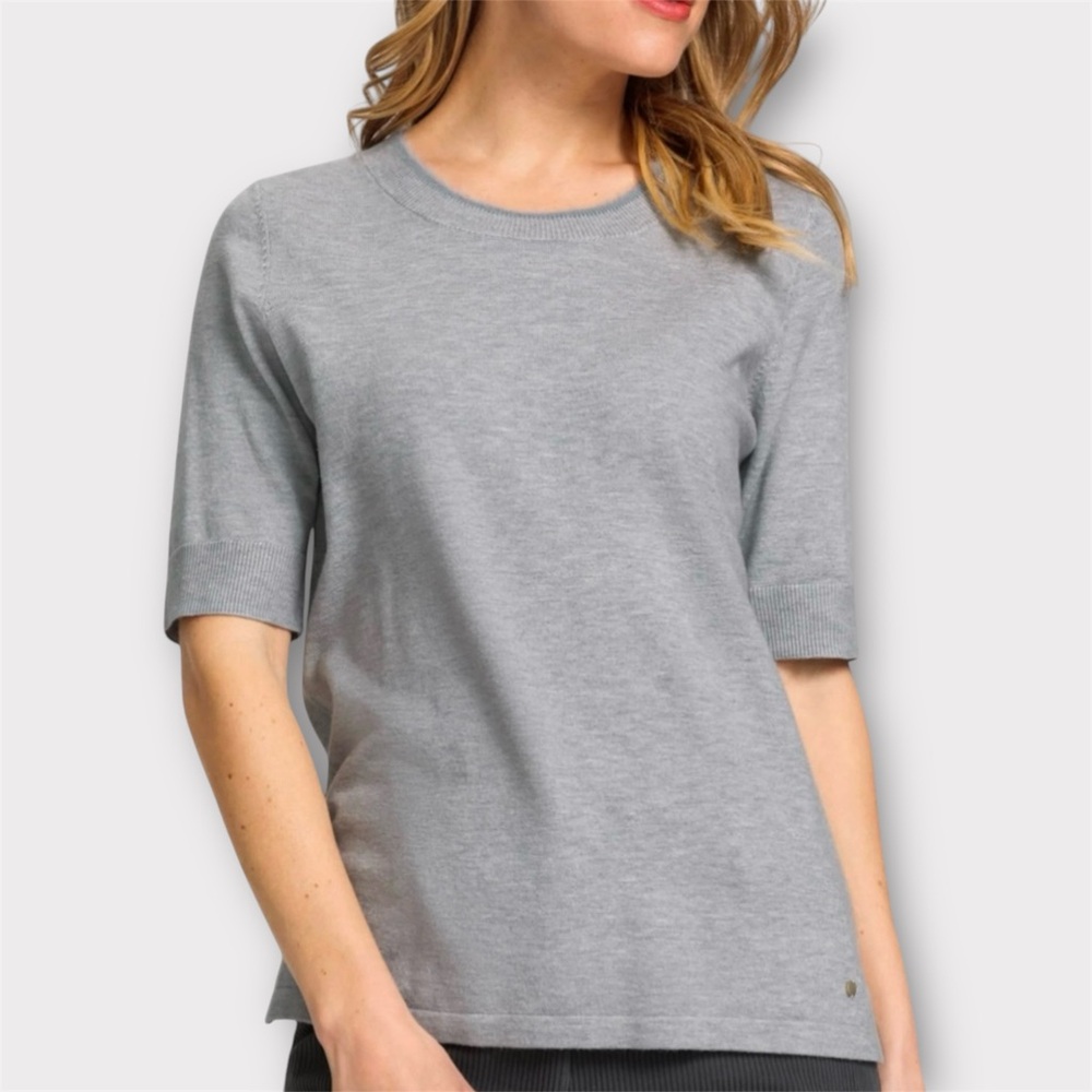 Olsen Short Sleeve Heather Gray Sweater